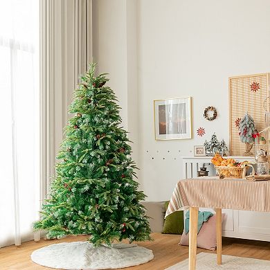 Gymax 5/6/7/9 FT Pre-Lit Artificial Christmas Tree Hinged Xmas Tree w/ 11 Flash Modes
