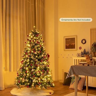 Gymax 5/6/7/9 FT Pre-Lit Artificial Christmas Tree Hinged Xmas Tree w/ 11 Flash Modes