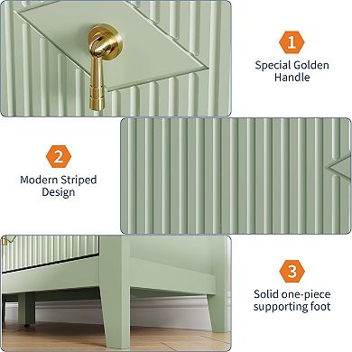 ANIXOL Fluted 6-Drawer Dresser with Metal Handles, Modern Storage Cabinet