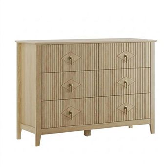 ANIXOL Fluted 6-Drawer Dresser with Metal Handles, Modern Storage Cabinet