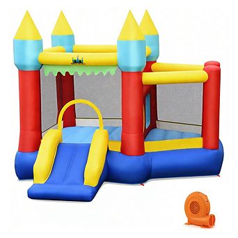 Gymax Inflatable Bounce House Slide Jumping Castle w/ Tunnels Ball Pit & 550W Blower