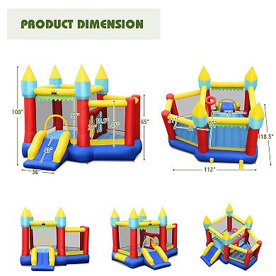 Gymax Inflatable Bounce House Slide Jumping Castle w/ Tunnels Ball Pit & 550W Blower