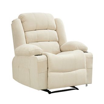 Manual Massage Heated Rocker Recliner Chair with Cup Holders and Pockets for Living Room