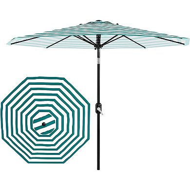 ANIXOL Crank Tilt Striped Polyester Fabric & Iron Patio Umbrella