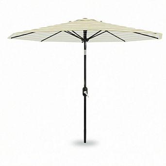 ANIXOL Crank Tilt Striped Polyester Fabric & Iron Patio Umbrella
