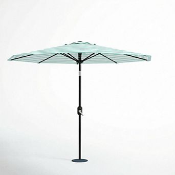 ANIXOL Crank Tilt Striped Polyester Fabric & Iron Patio Umbrella