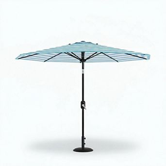 ANIXOL Crank Tilt Striped Polyester Fabric & Iron Patio Umbrella