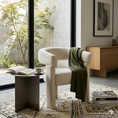 SEYNAR Modern Velvet Accent Chair, Upholstered Barrel Armchair with Curved Back