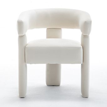 SEYNAR Modern Velvet Accent Chair, Upholstered Barrel Armchair with Curved Back