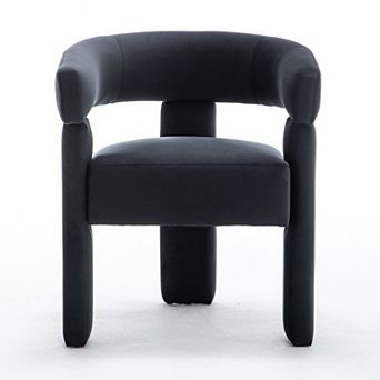 SEYNAR Modern Velvet Accent Chair, Upholstered Barrel Armchair with Curved Back