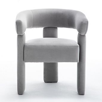 SEYNAR Modern Velvet Accent Chair, Upholstered Barrel Armchair with Curved Back