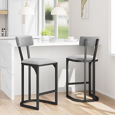 ANIXOL Velvet Counter Height Bar Stools Set of 2