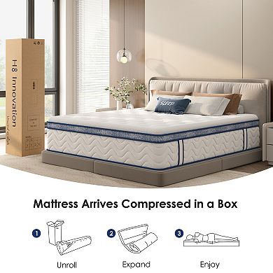 12 Inch Medium Firm Feel Spring Hybrid Mattress, Individually Pocketed Innerspring with Memory Foam