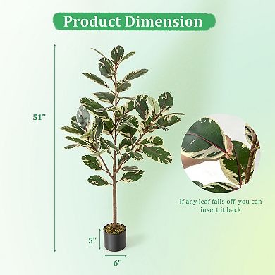 Gymax 4.3 FT Artificial Bird of Paradise Plant 2 Pack Fake Banana Leaf Potted Tree