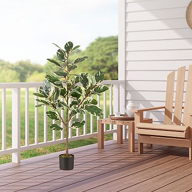 Gymax 4.3 FT Artificial Bird of Paradise Plant 2 Pack Fake Banana Leaf Potted Tree
