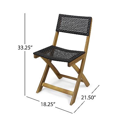 Bistro Set, 2 Chairs and 1 Table Foldable Acacia Wood Wicker Patio Set