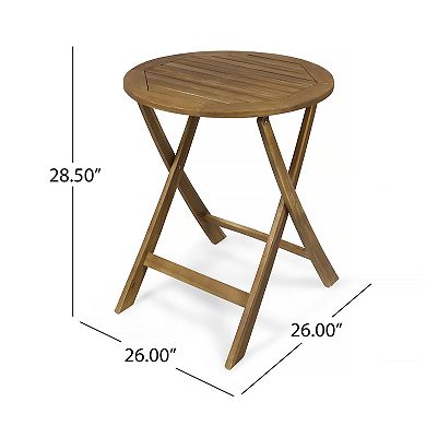 Bistro Set, 2 Chairs and 1 Table Foldable Acacia Wood Wicker Patio Set