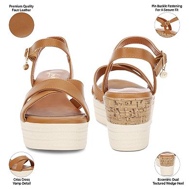 London Rag Zinny Women's Wedge Slingback Sandals