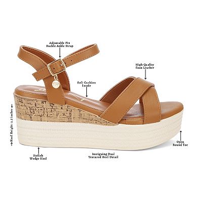 London Rag Zinny Women's Wedge Slingback Sandals