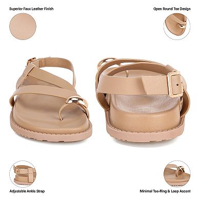 London Rag Carine Women's Slingback Flat Sandals