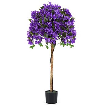 Gymax Artificial Tree Azalea Artificial Tree w/ Plastic Pot for Indoor & Outdoor