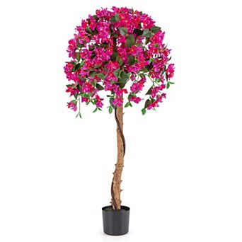 Gymax Artificial Tree Azalea Artificial Tree w/ Plastic Pot for Indoor & Outdoor