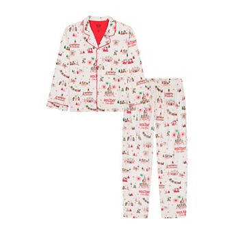 Adult Disney Holiday Ever After Mickey & Minnie Pajama Top & Pajama Bottoms Set