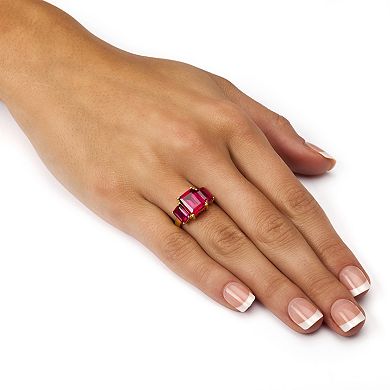 PalmBeach Jewelry Emerald-Cut Birthstone Ring Gold-Plated
