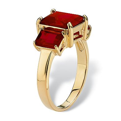 PalmBeach Jewelry Emerald-Cut Birthstone Ring Gold-Plated