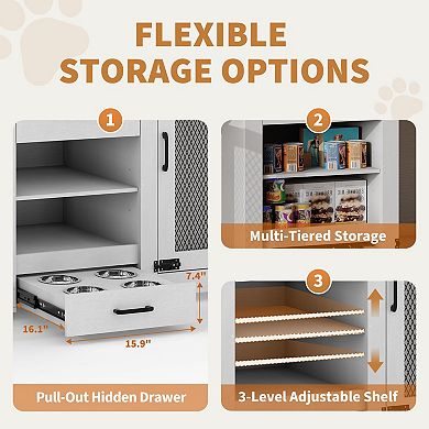 ANIXOL Dog Crate Furniture with Storage and Feeding Station