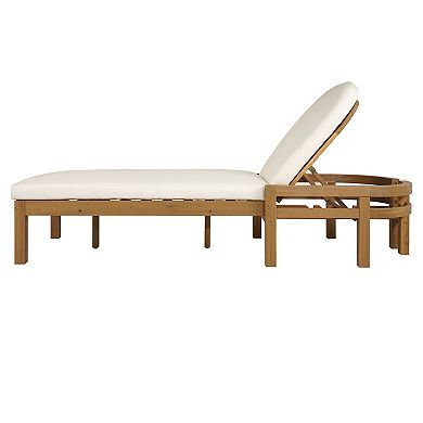 Outdoor Wood Chaise Lounge with 5-Position Adjustable Backrest for Patio(Set of 2)