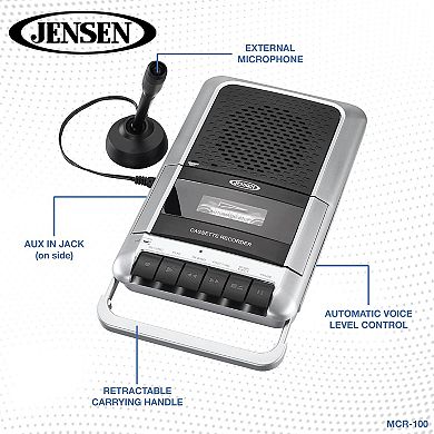 Jensen MCR 100 Portable Cassette Player & Recorder