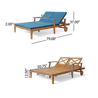 Outdoor Double Chaise Lounge, With Adjustable Backrests and Thick Cushioned Seating for Relaxed