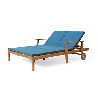 Outdoor Double Chaise Lounge, With Adjustable Backrests and Thick Cushioned Seating for Relaxed