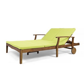 Outdoor Double Chaise Lounge, With Adjustable Backrests and Thick Cushioned Seating for Relaxed