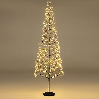 Gymax 7 FT Lighted Alpine Tree w/ 2100 White Light LED LightsWeighted Base for Party