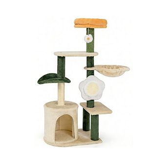 Gymax Cat Tree Flower Multi-level Pet Activity Center Furniture w/Sisal Post