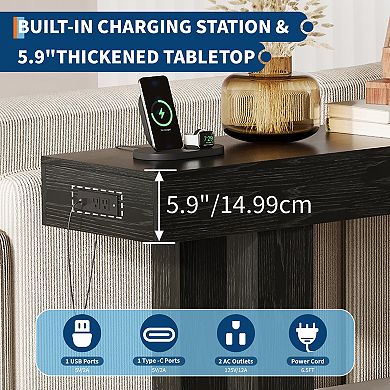 ANIXOL 63 Inch Console Table with Power Outlet，with Charging Station