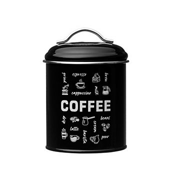 Amici Home Coffee Fix Metal Coffee Canister, Black Metal Storage Container with Handles, 36 Oz