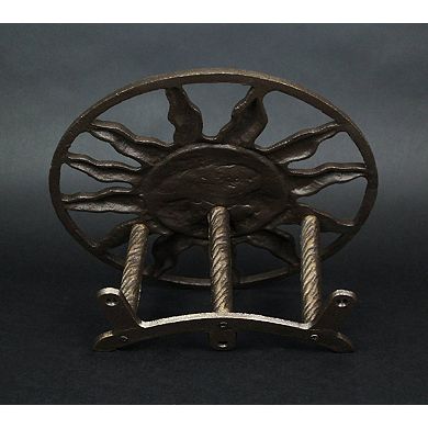 Cast Iron Sun Face Decorative Wall Mounted Hanging Garden Hose Holder Bronze