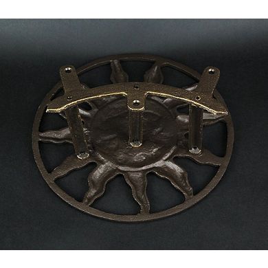Cast Iron Sun Face Decorative Wall Mounted Hanging Garden Hose Holder Bronze