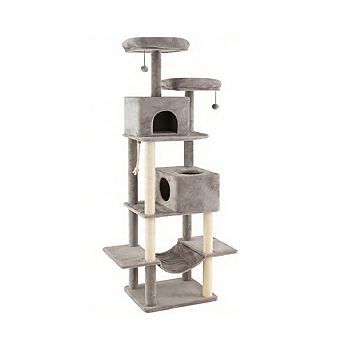 Gymax Large Cat Tree for Indoor Cats Multi-level Kitty Climbing Tower w/ Condos