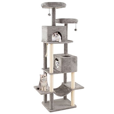Gymax Large Cat Tree for Indoor Cats Multi-level Kitty Climbing Tower w/ Condos
