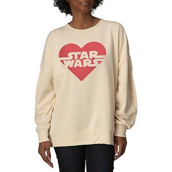 Women's Star Wars Heart Logo Oversized Fleece Crew Sweatshirt