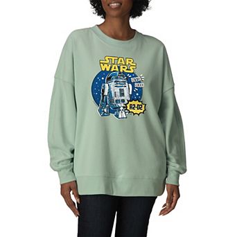 Women's Star Wars R2-D2 Comic Art Oversized Fleece Crew Sweatshirt