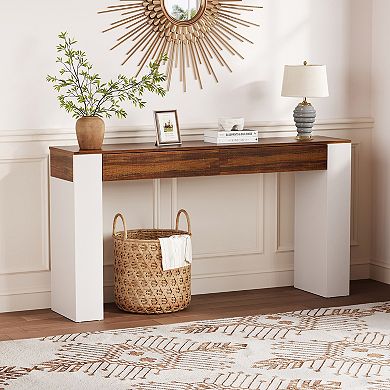 ANIXOL Rustic Slim Console Table，With Storage and Drawers