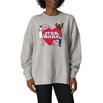 Women's Star Wars Valentine's Day Sketch Oversized Fleece Crew Sweatshirt