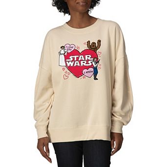 Women's Star Wars Valentine's Day Sketch Oversized Fleece Crew Sweatshirt