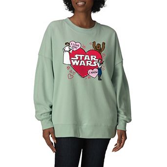 Women's Star Wars Valentine's Day Sketch Oversized Fleece Crew Sweatshirt