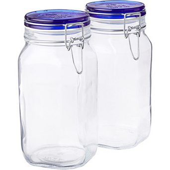 Bormioli Rocco Fido Collection, 2 Pack, 50.75 Oz. Food Storage Glass Jars
